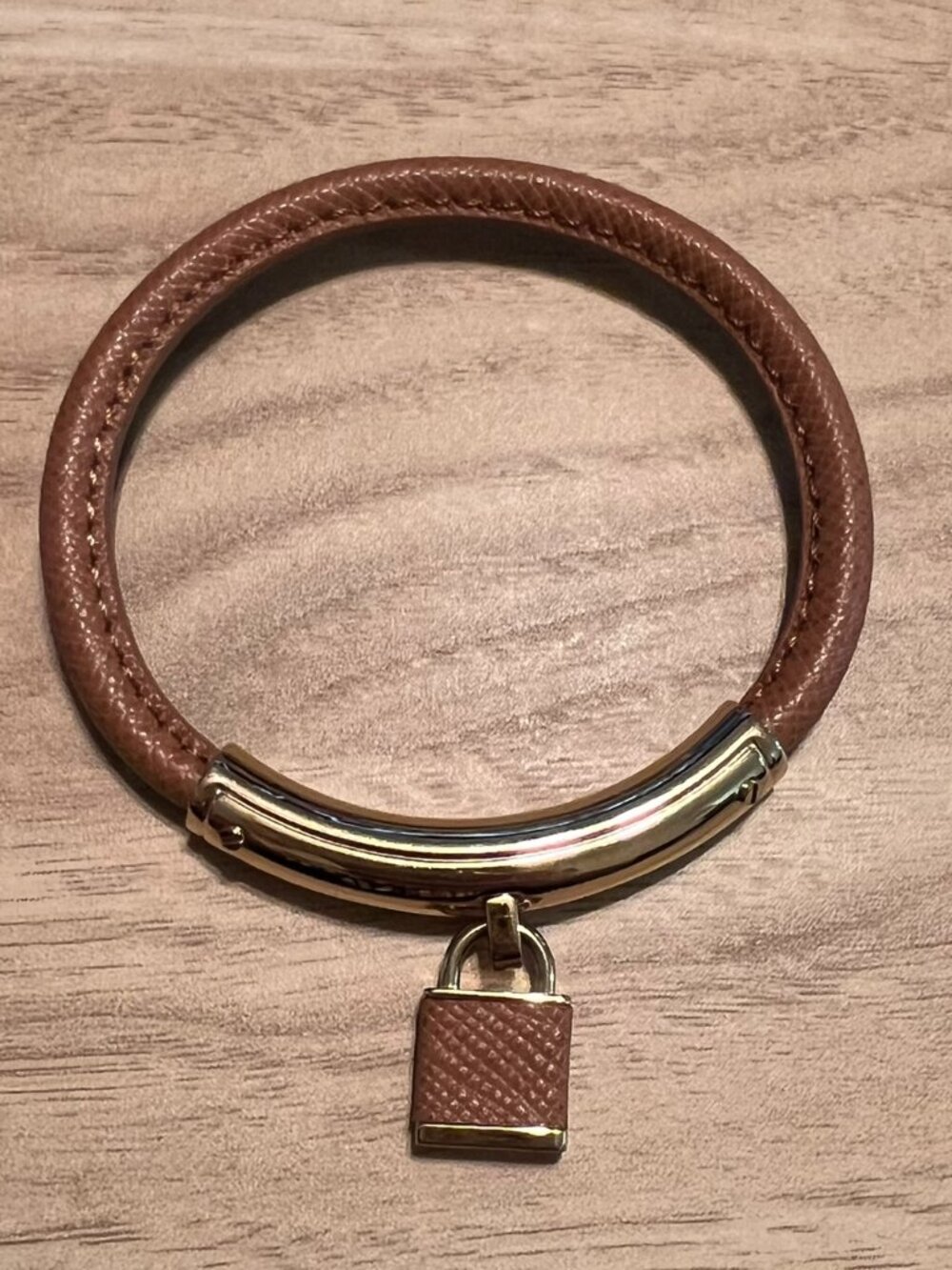 Michael Kors Tan Leather Lock Bangle